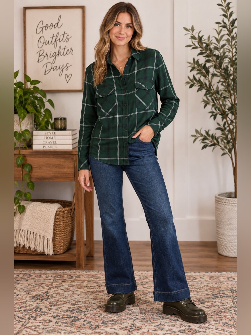 Sanctuary Boyfriend Plaid Snap Front Shirt